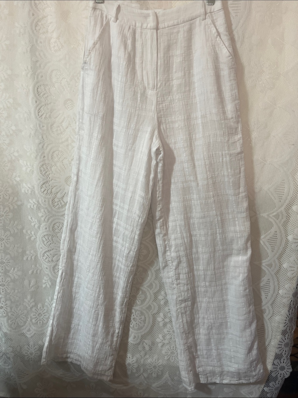 SABO Lightweight White Cotton lined Wide-Leg Pants 2